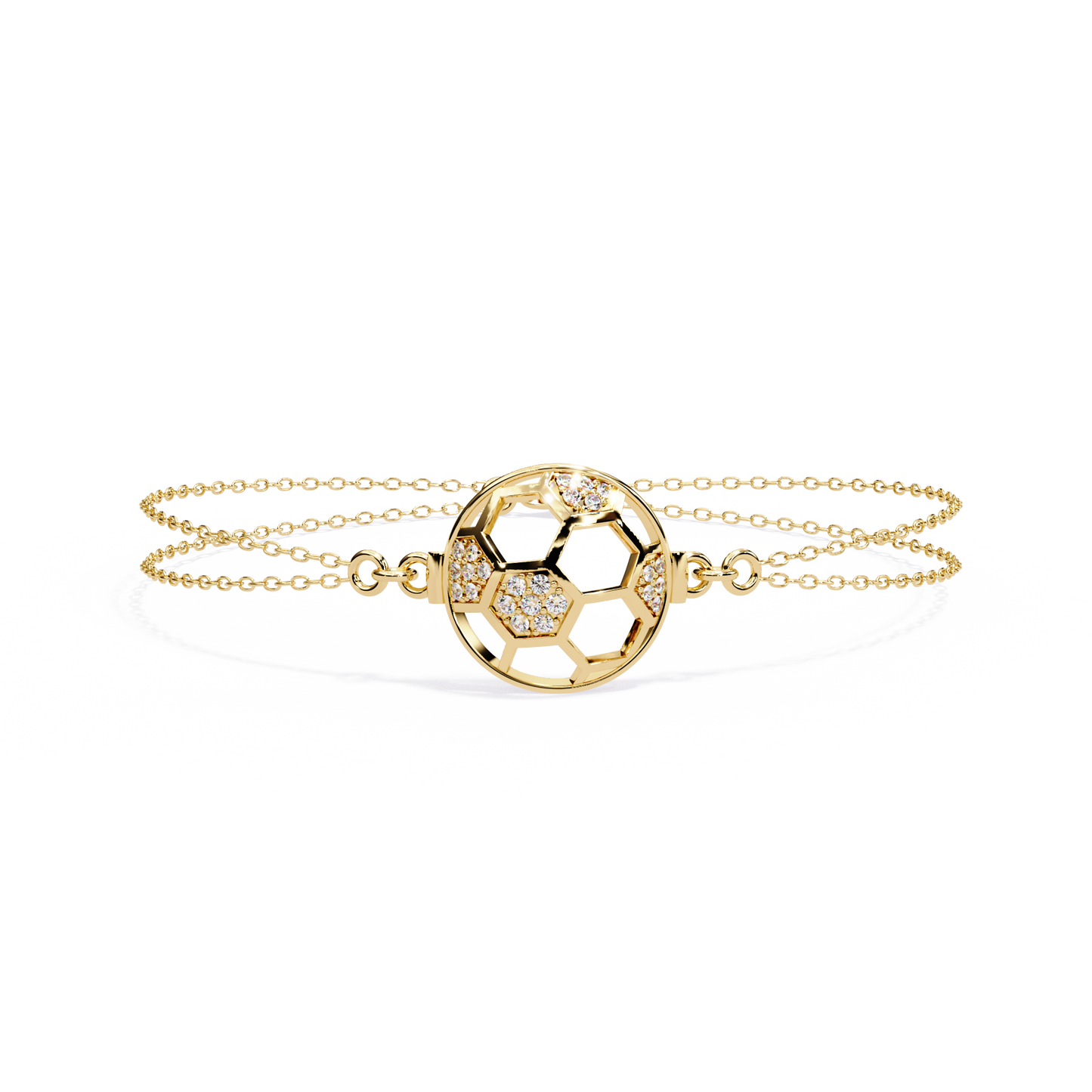 Diamond Football Charm Bracelet - Sterling In Gold - 0.20 Ct