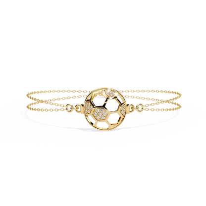 Diamond Football Charm Bracelet - Sterling In Gold - 0.20 Ct