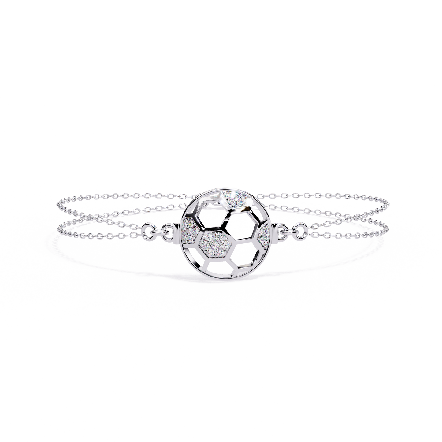 Diamond Football Charm Bracelet - Sterling In Gold - 0.20 Ct