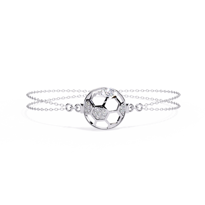 Diamond Football Charm Bracelet - Sterling In Gold - 0.20 Ct