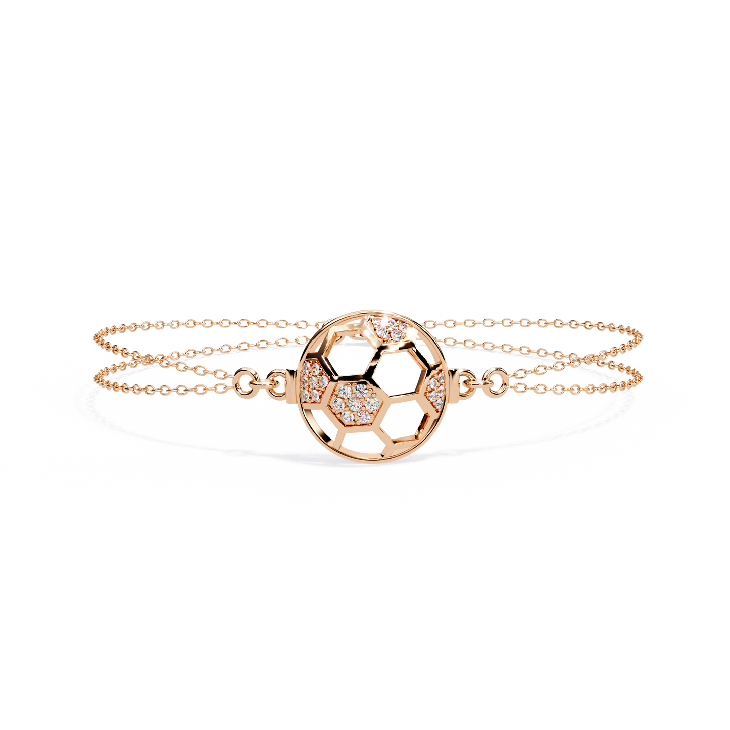 Diamond Football Charm Bracelet - Sterling In Gold - 0.20 Ct