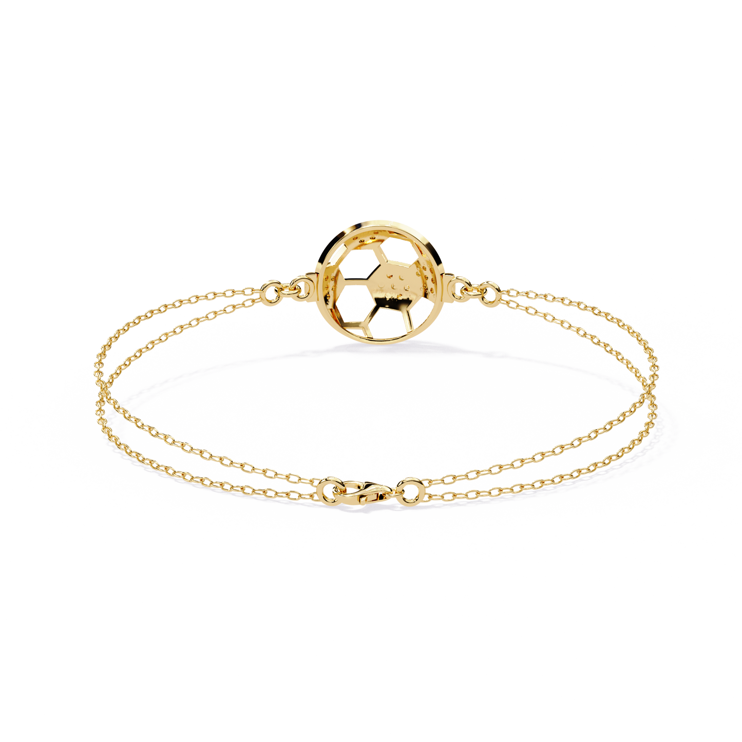 Diamond Football Charm Bracelet - Sterling In Gold - 0.20 Ct
