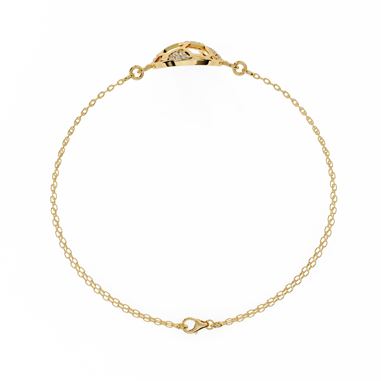 Diamond Football Charm Bracelet - Sterling In Gold - 0.20 Ct