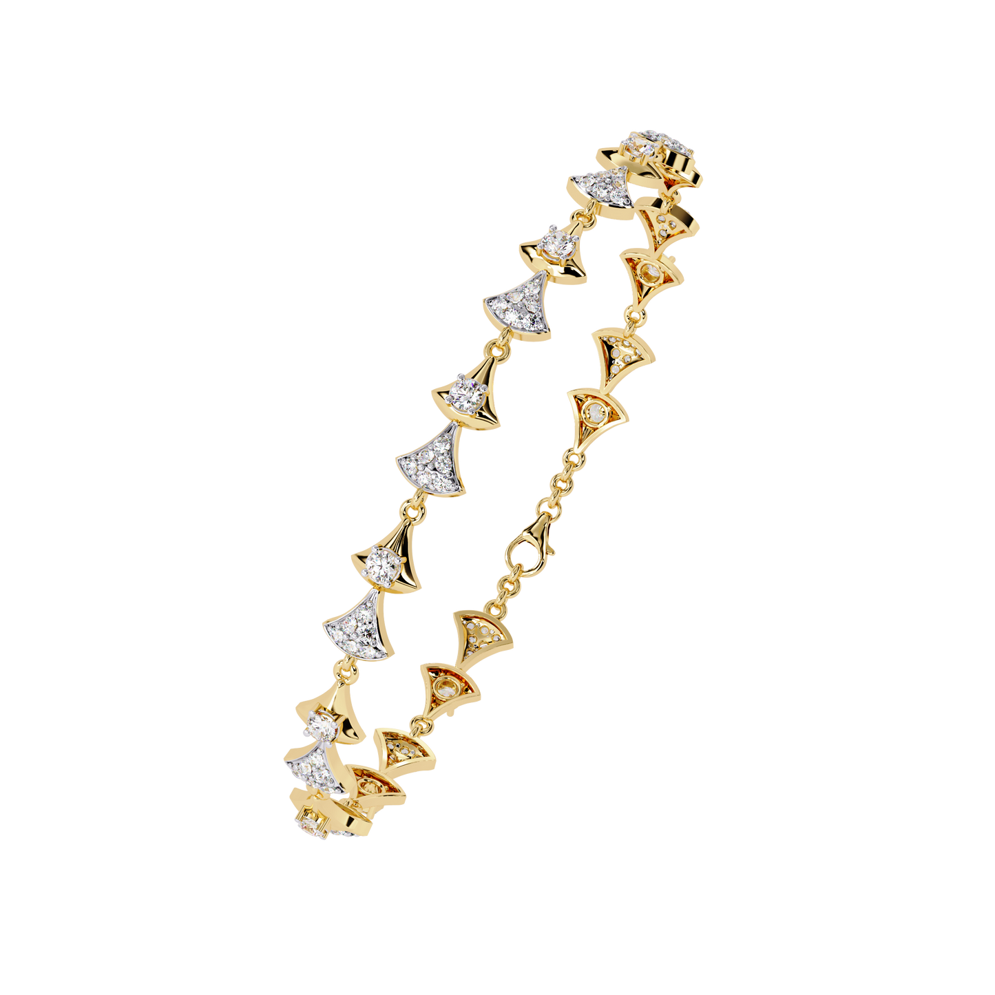 Geometric Diamond & Gold Link Bracelet - 1.26 Ct