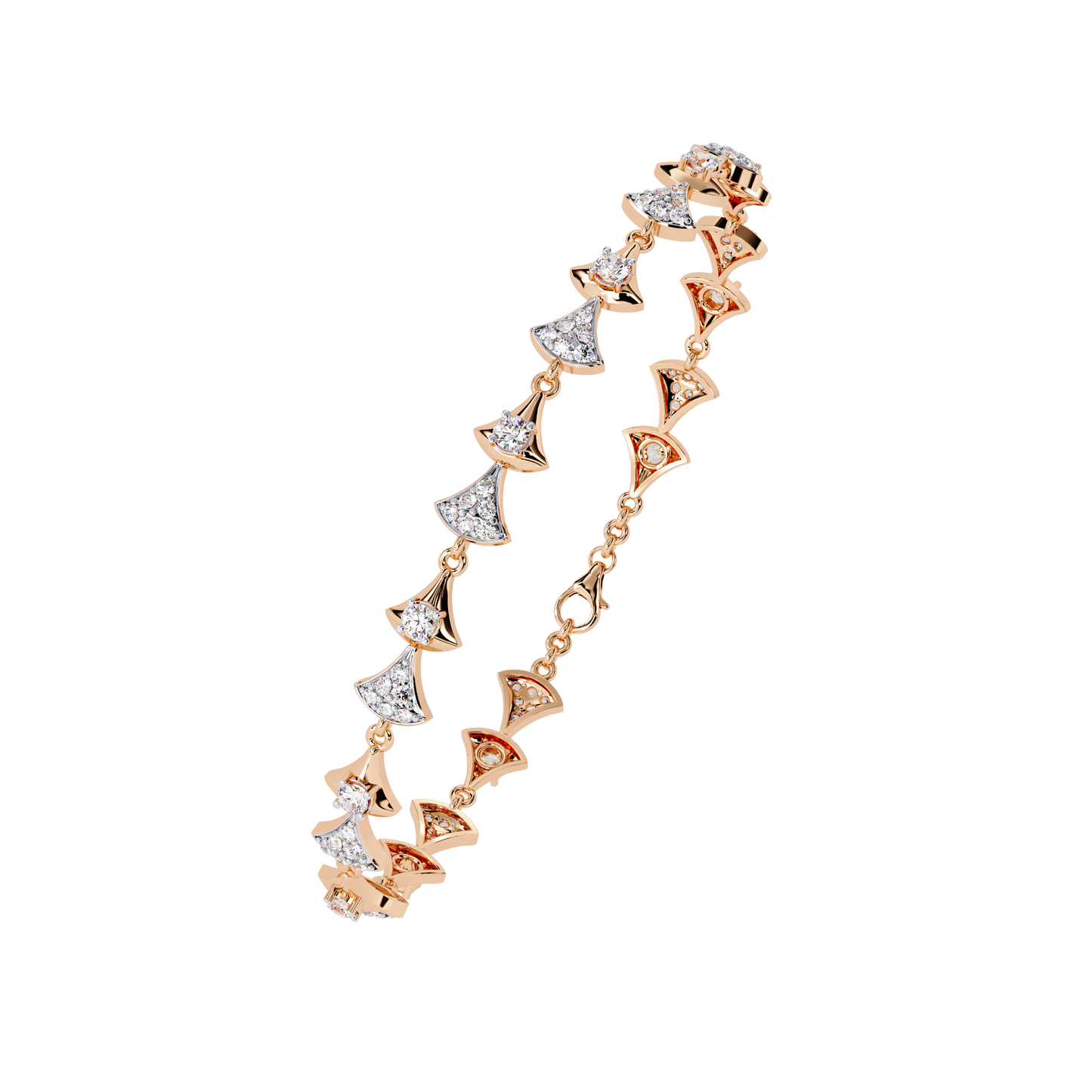 Geometric Diamond & Gold Link Bracelet - 1.26 Ct
