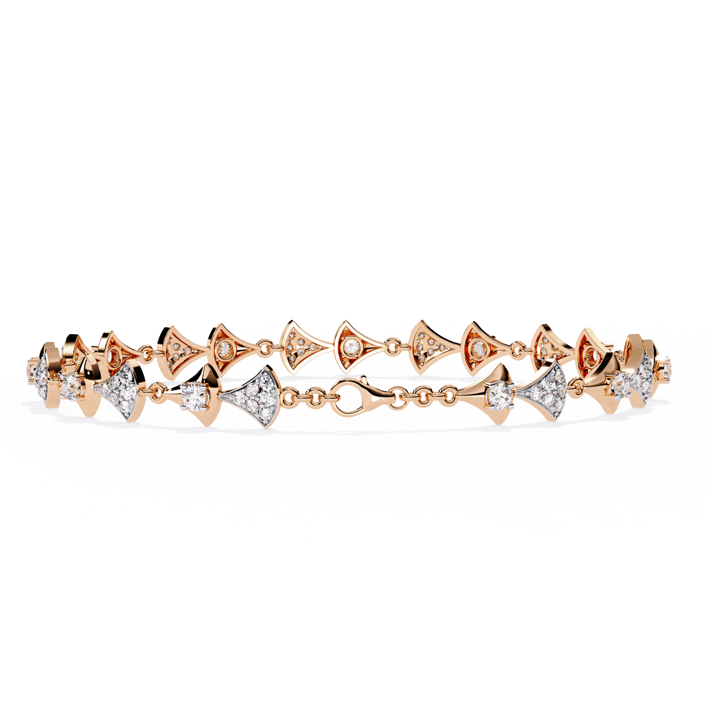 Geometric Diamond & Gold Link Bracelet - 1.26 Ct