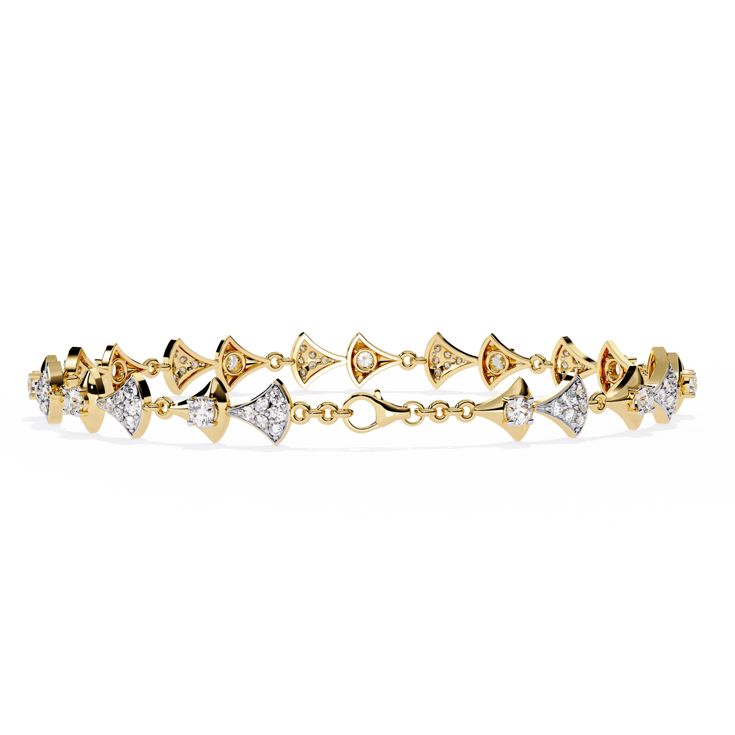 Geometric Diamond & Gold Link Bracelet - 1.26 Ct
