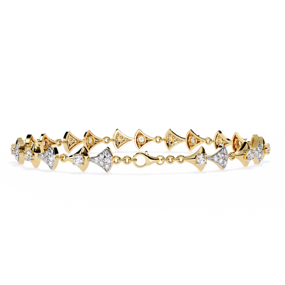 Geometric Diamond & Gold Link Bracelet - 1.26 Ct