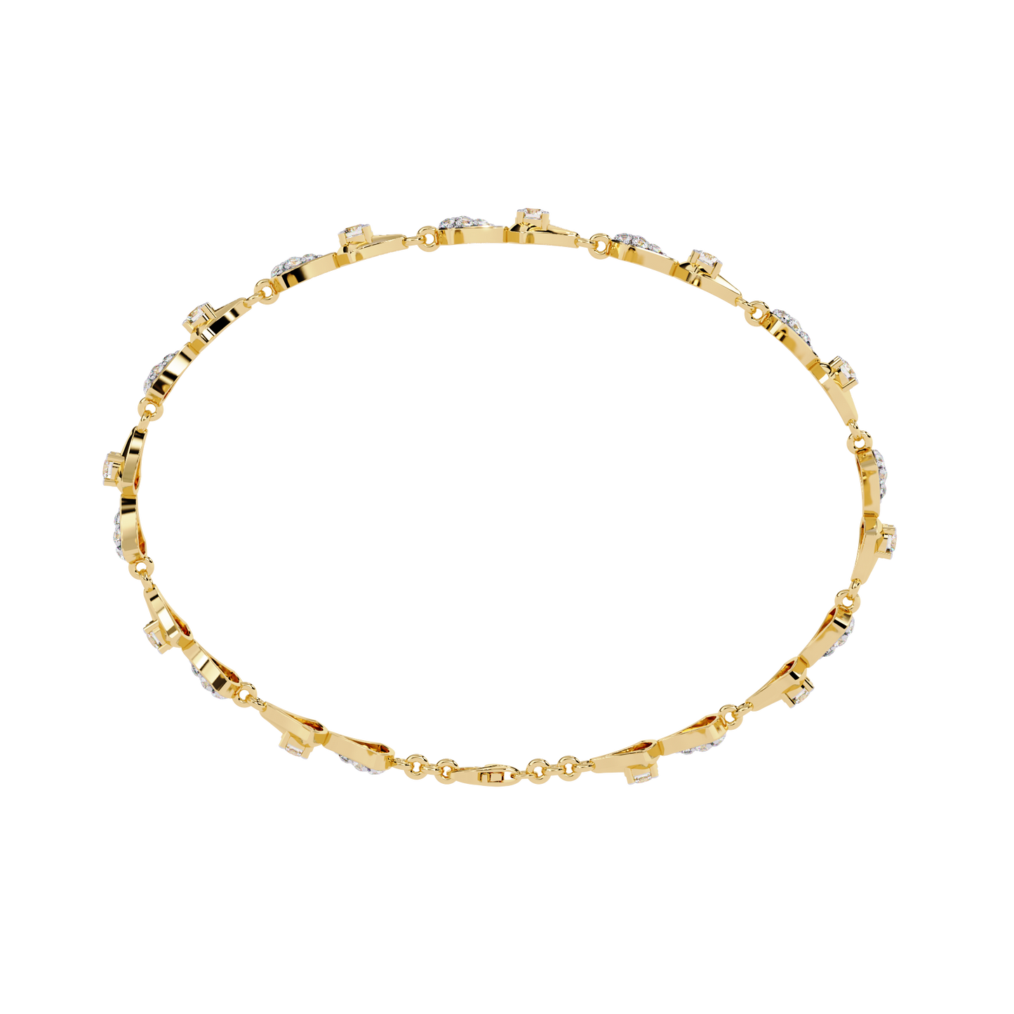 Geometric Diamond & Gold Link Bracelet - 1.26 Ct