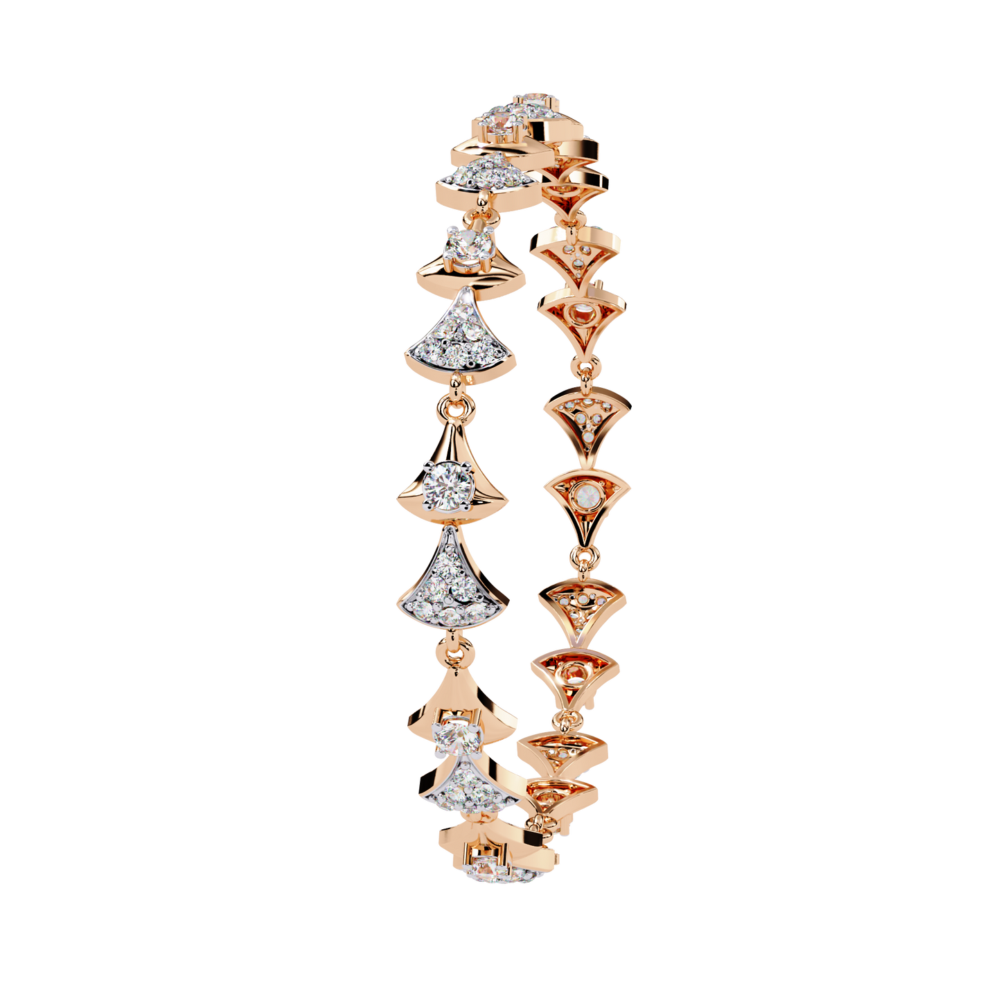Geometric Diamond & Gold Link Bracelet - 1.26 Ct