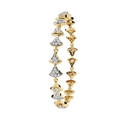 Geometric Diamond & Gold Link Bracelet - 1.26 Ct