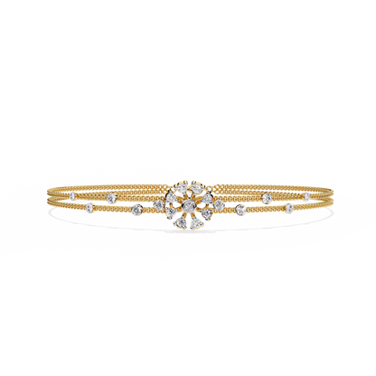 Dainty Floral Diamond Centerpiece Chain Bracelet - 0.46 Ct