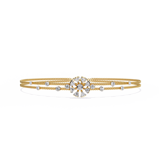 Dainty Floral Diamond Centerpiece Chain Bracelet - 0.46 Ct