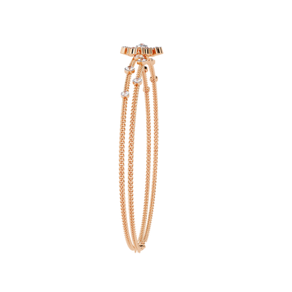 Dainty Floral Diamond Centerpiece Chain Bracelet - 0.46 Ct