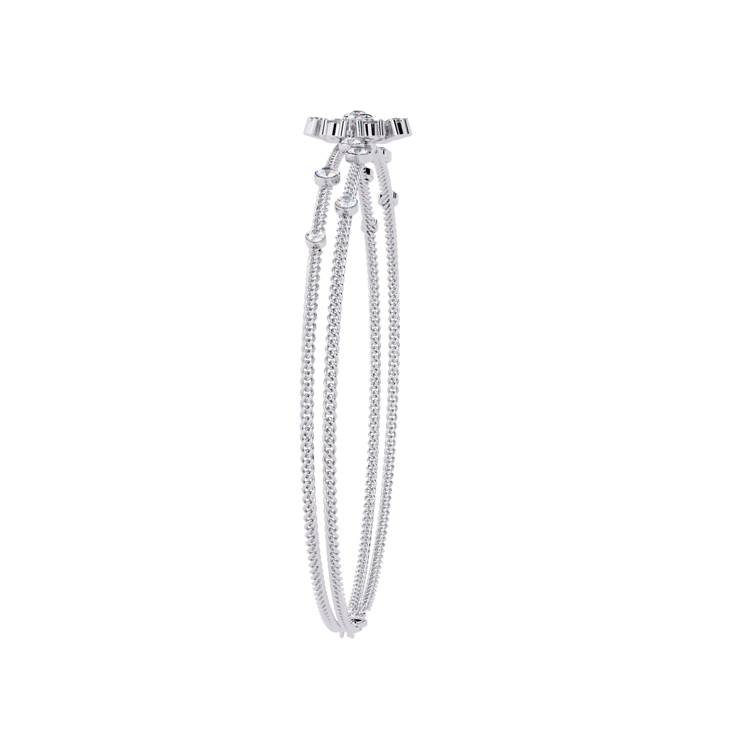 Dainty Floral Diamond Centerpiece Chain Bracelet - 0.46 Ct