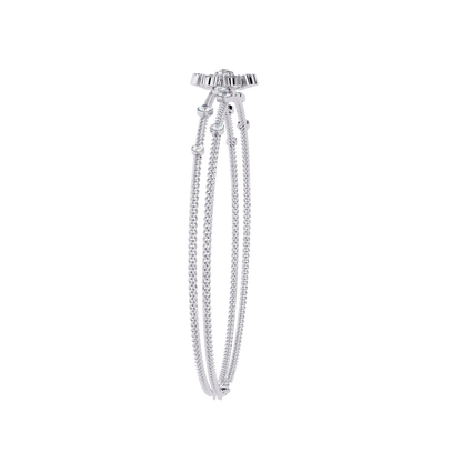 Dainty Floral Diamond Centerpiece Chain Bracelet - 0.46 Ct