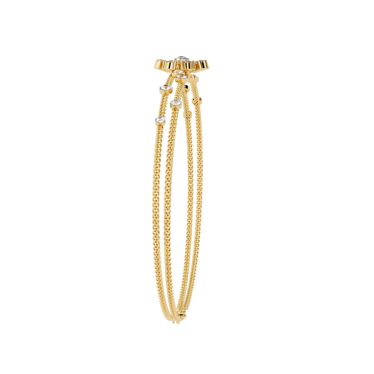 Dainty Floral Diamond Centerpiece Chain Bracelet - 0.46 Ct