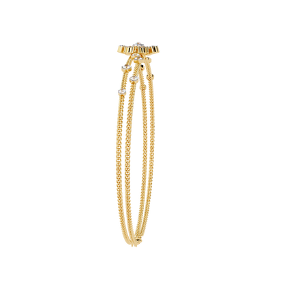 Dainty Floral Diamond Centerpiece Chain Bracelet - 0.46 Ct