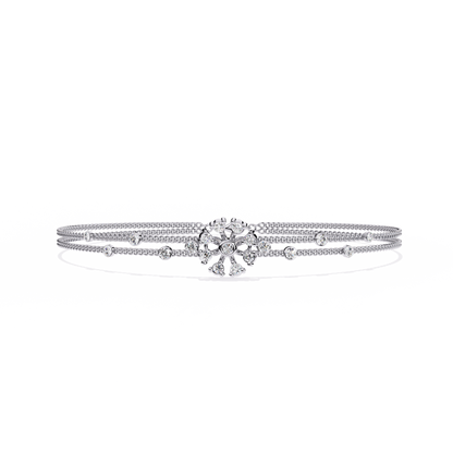 Dainty Floral Diamond Centerpiece Chain Bracelet - 0.46 Ct