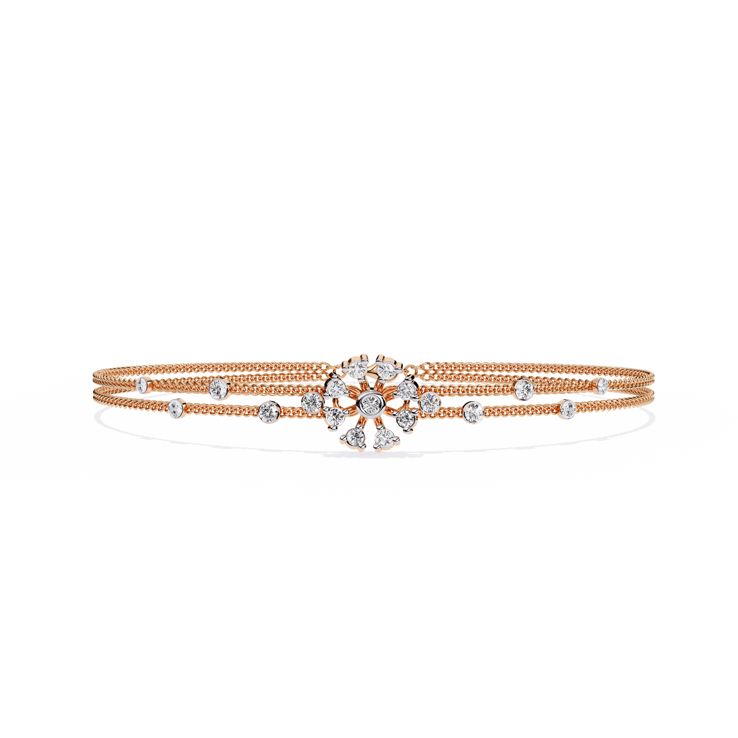 Dainty Floral Diamond Centerpiece Chain Bracelet - 0.46 Ct