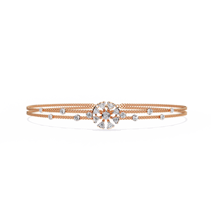 Dainty Floral Diamond Centerpiece Chain Bracelet - 0.46 Ct