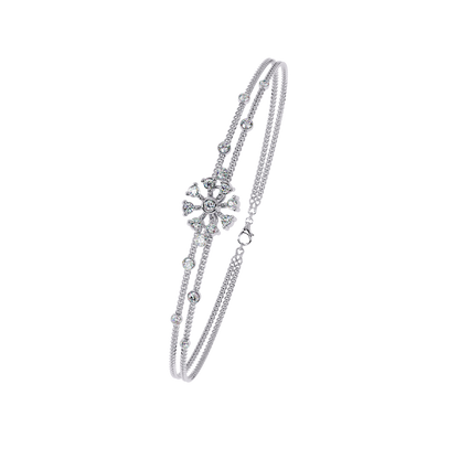 Dainty Floral Diamond Centerpiece Chain Bracelet - 0.46 Ct