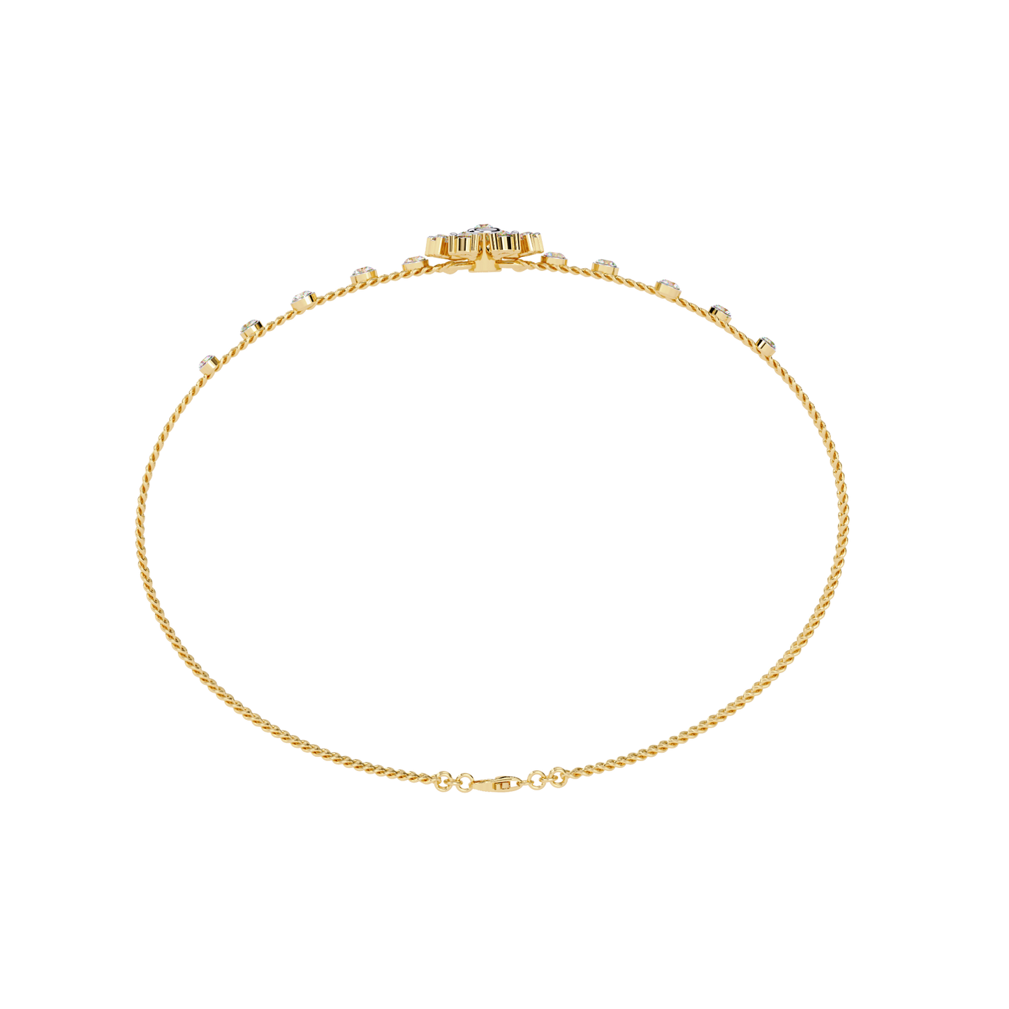 Dainty Floral Diamond Centerpiece Chain Bracelet - 0.46 Ct