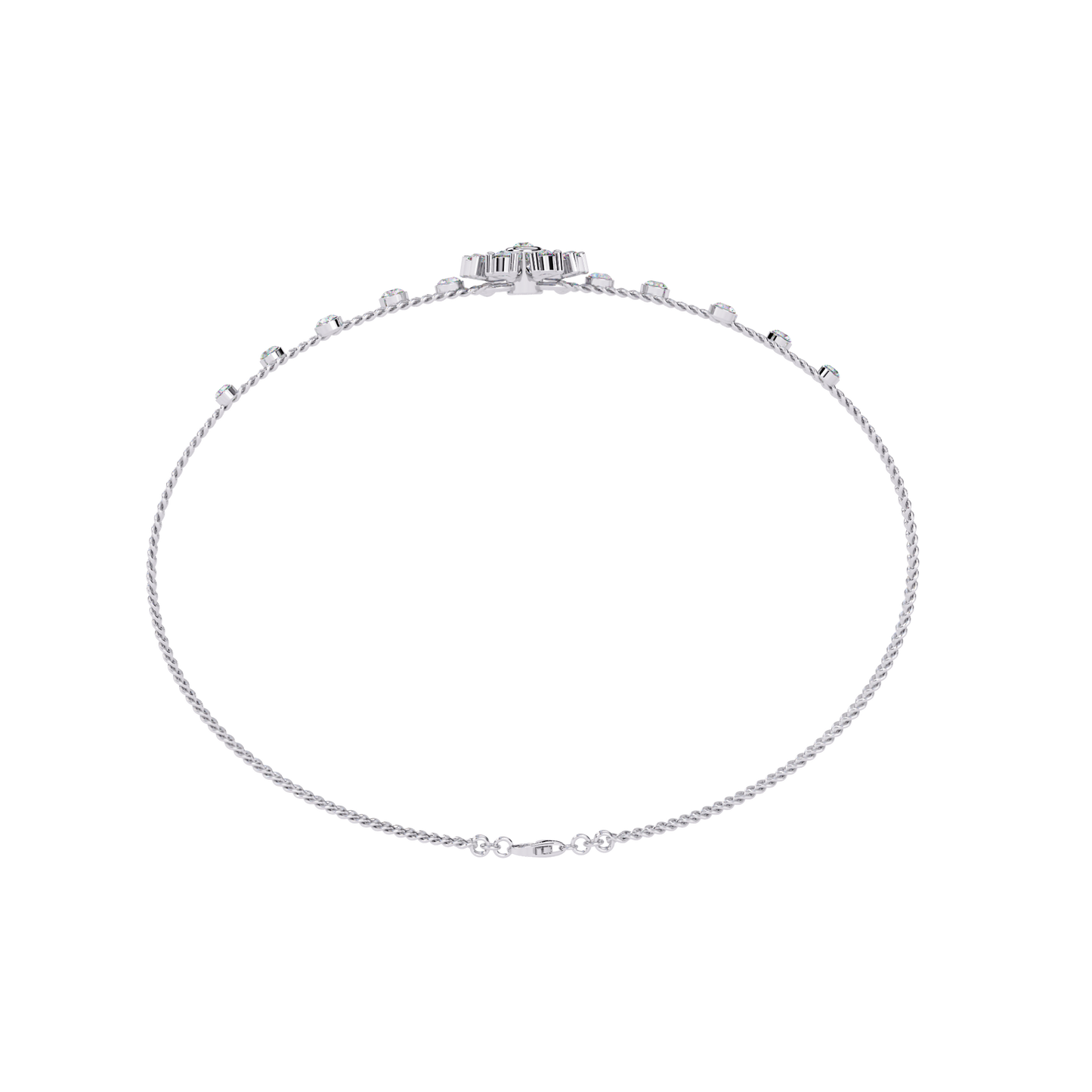 Dainty Floral Diamond Centerpiece Chain Bracelet - 0.46 Ct