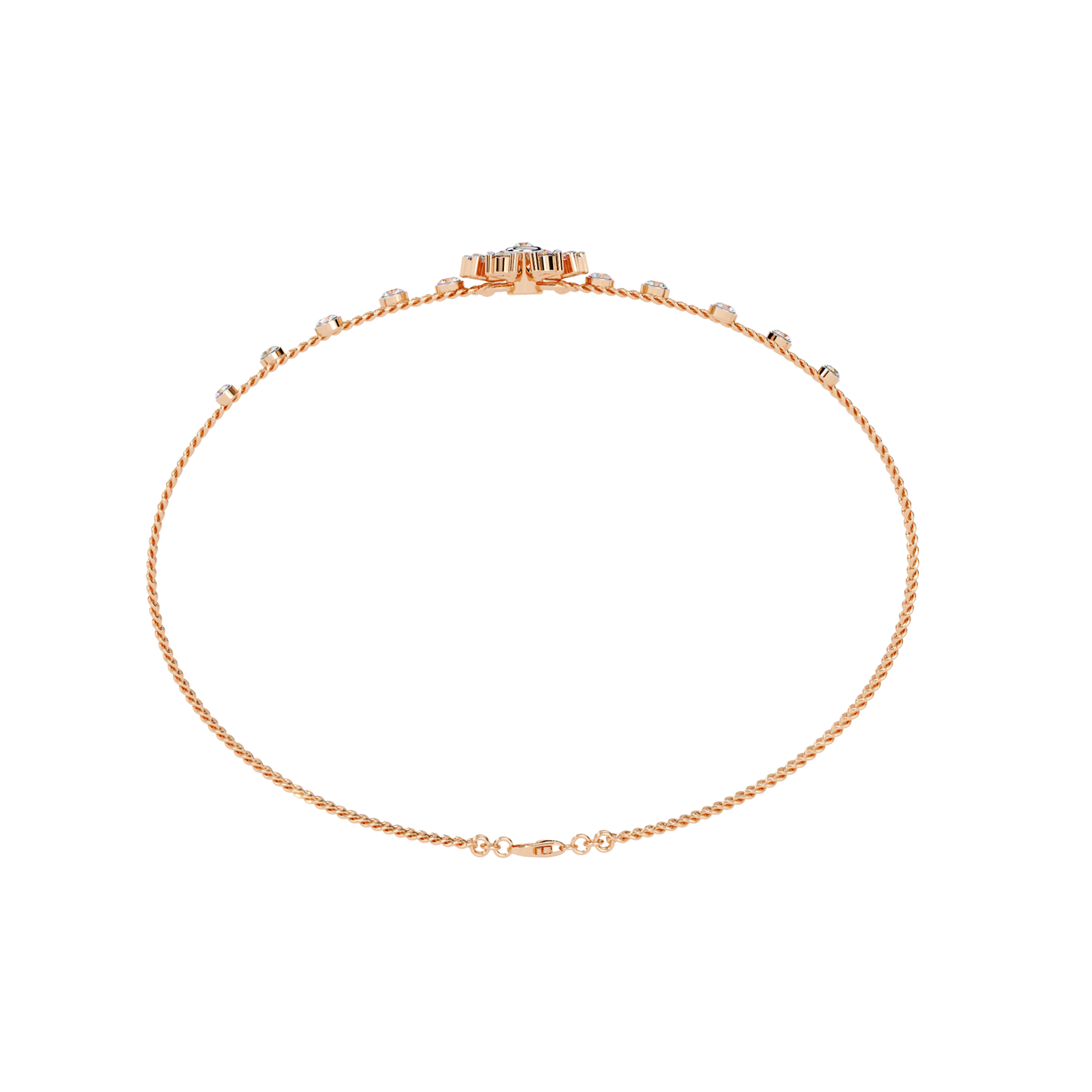 Dainty Floral Diamond Centerpiece Chain Bracelet - 0.46 Ct