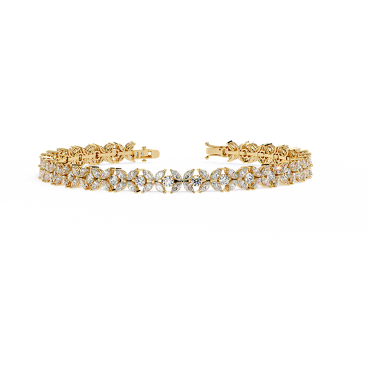 The Mariposa Floral Sparkle Bracelet in Gold"- 6.25 Ct