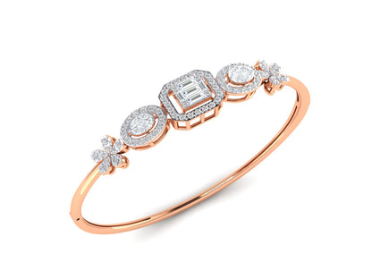 Geometric and Floral Motifs Bracelet In Gold - 1.01 Ct Marquise Cut Diamonds