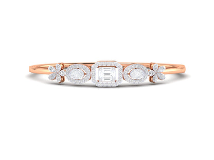 Geometric and Floral Motifs Bracelet In Gold - 1.01 Ct Marquise Cut Diamonds