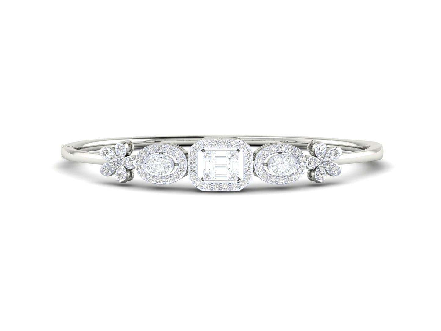 Geometric and Floral Motifs Bracelet In Gold - 1.01 Ct Marquise Cut Diamonds