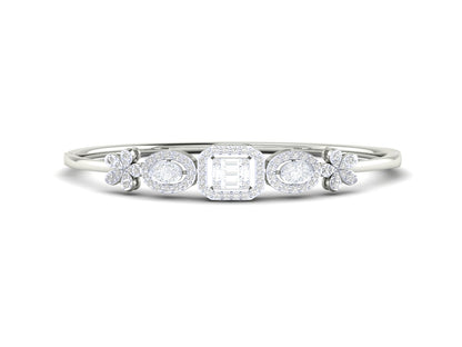 Geometric and Floral Motifs Bracelet In Gold - 1.01 Ct Marquise Cut Diamonds