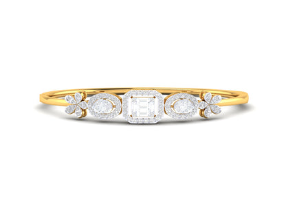Geometric and Floral Motifs Bracelet In Gold - 1.01 Ct Marquise Cut Diamonds