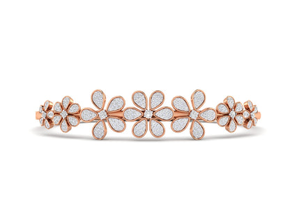 Floral Cluster Diamond Bracelet In Gold- 1.35 Ct