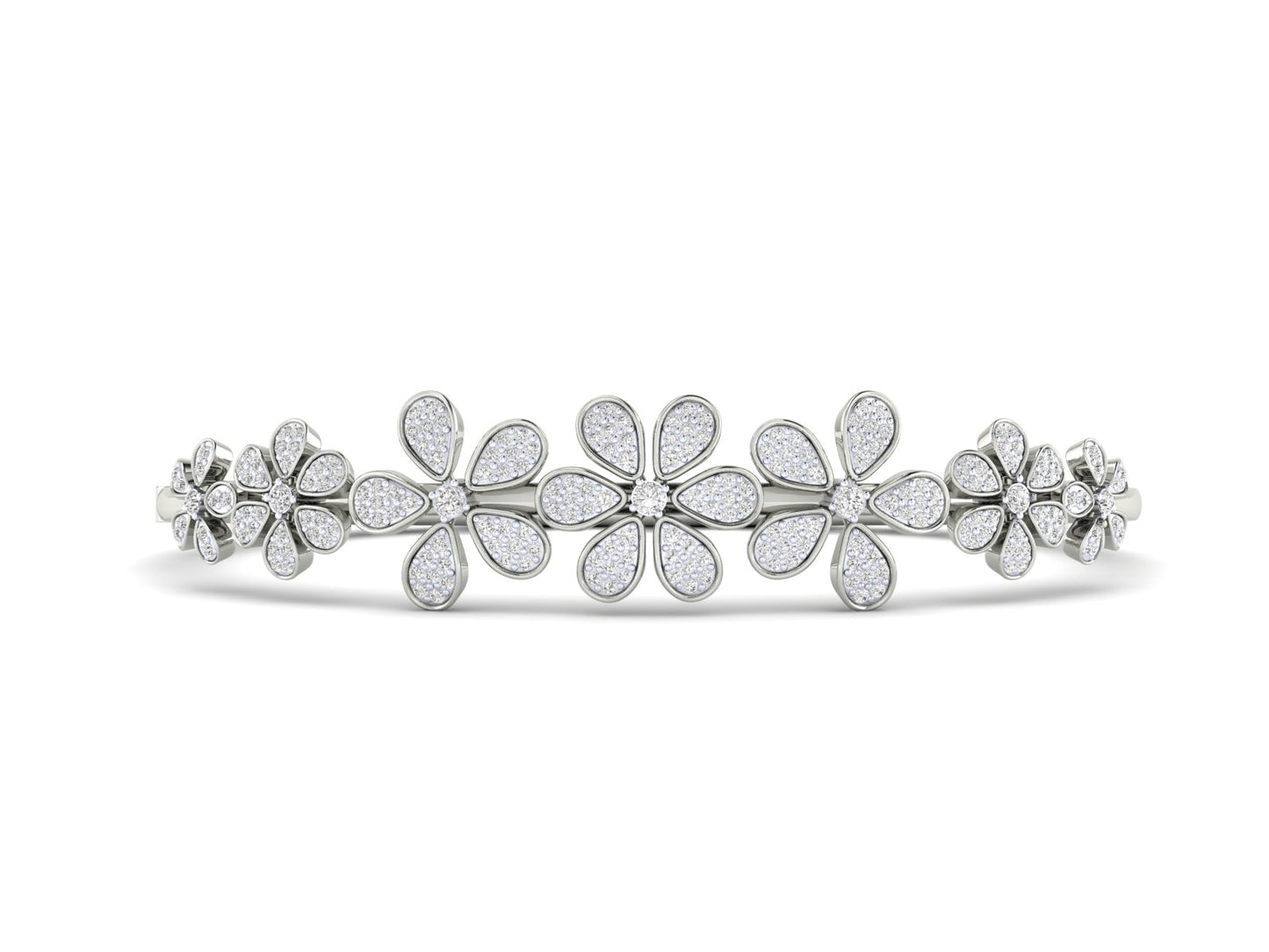 Floral Cluster Diamond Bracelet In Gold- 1.35 Ct