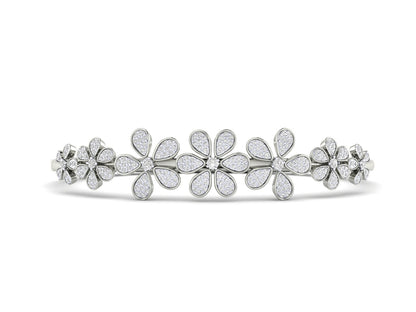 Floral Cluster Diamond Bracelet In Gold- 1.35 Ct