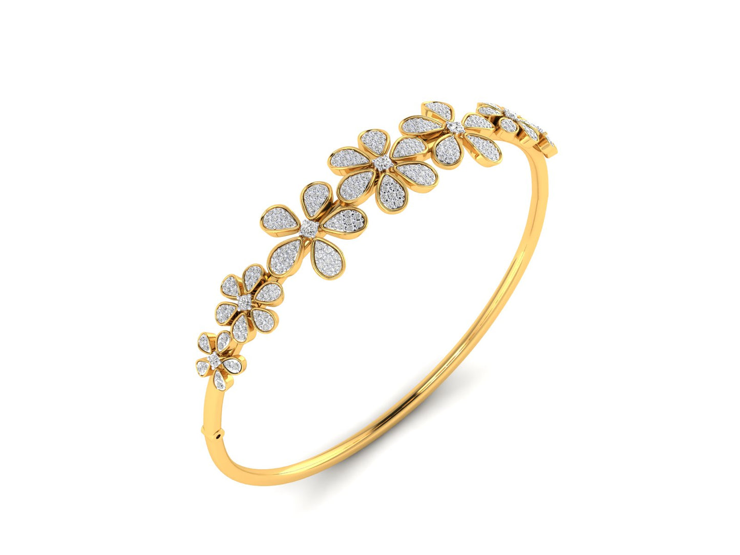 Floral Cluster Diamond Bracelet In Gold- 1.35 Ct