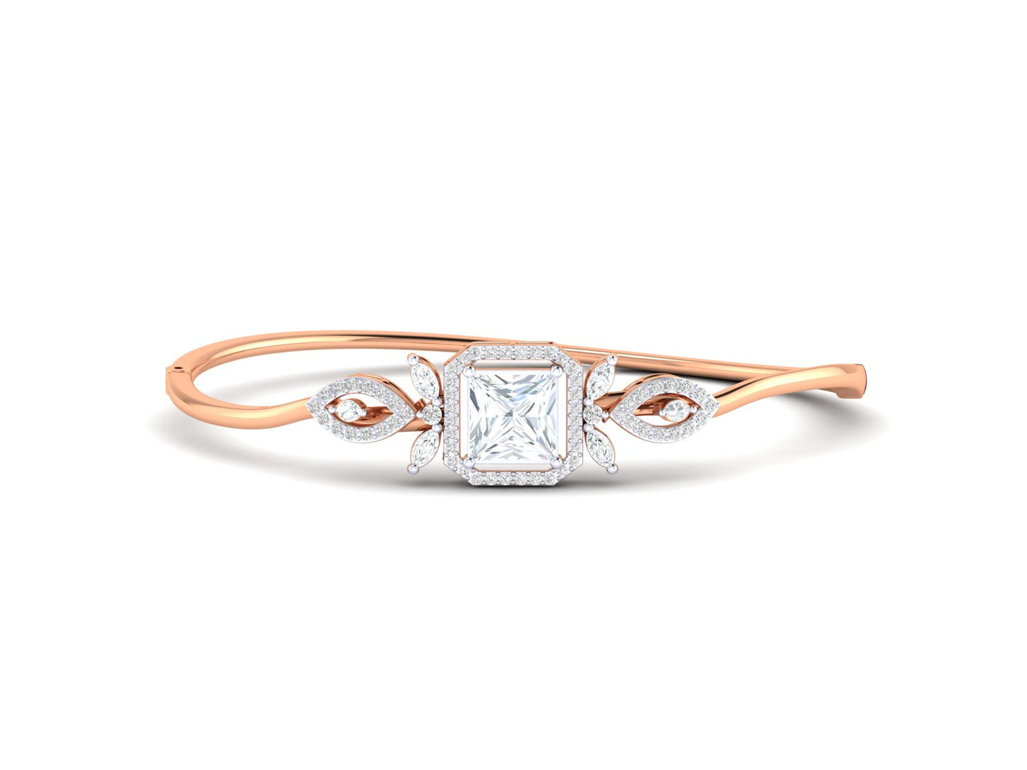 Marquise Accents Bracelet In Rose Gold - 0.90 Ct Princess Cut Diamond