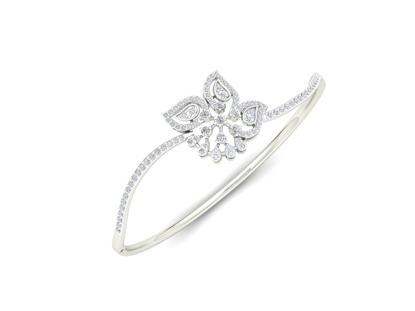 Floral Curve Diamond Bracelet - 1.2 Ct