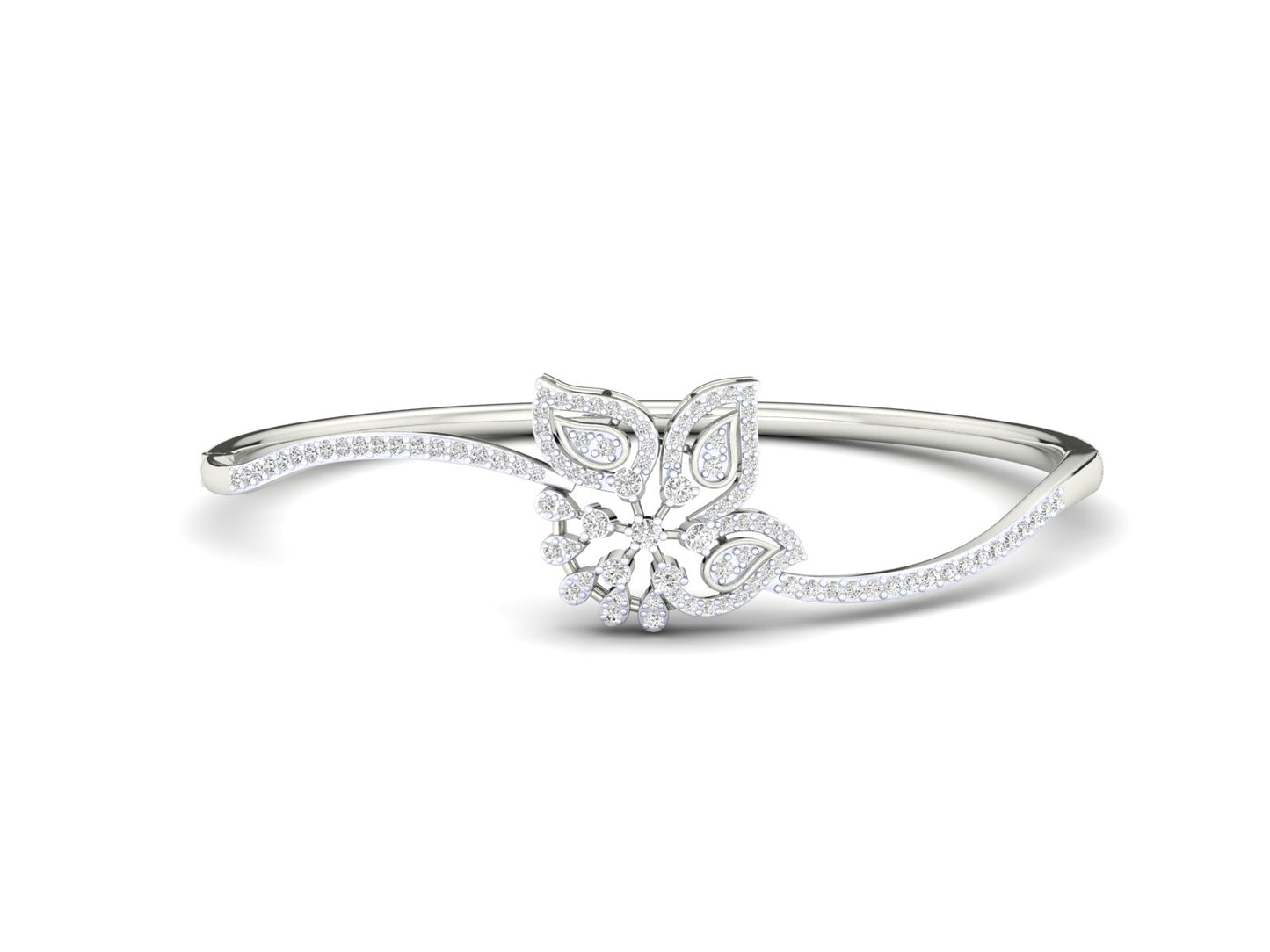 Floral Curve Diamond Bracelet - 1.2 Ct