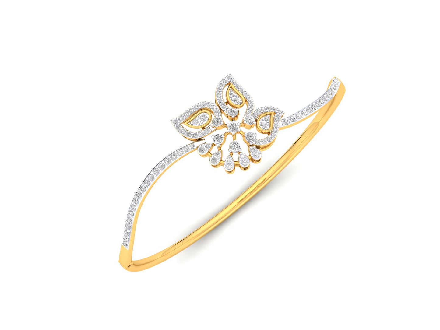 Floral Curve Diamond Bracelet - 1.2 Ct
