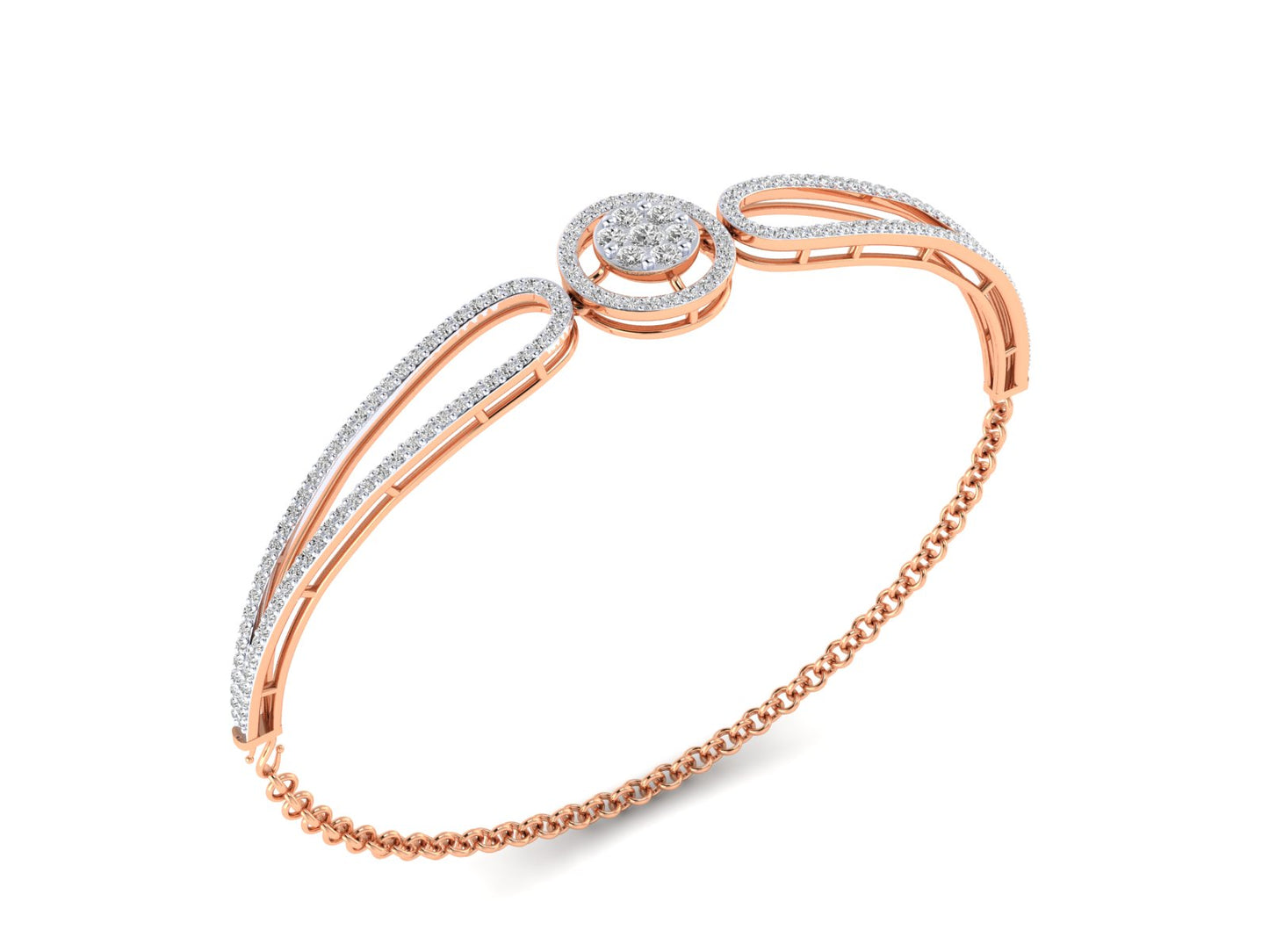 Signature Circular Motif Rose Gold Bracelet - 1.35 Ct Round Cut Diamonds