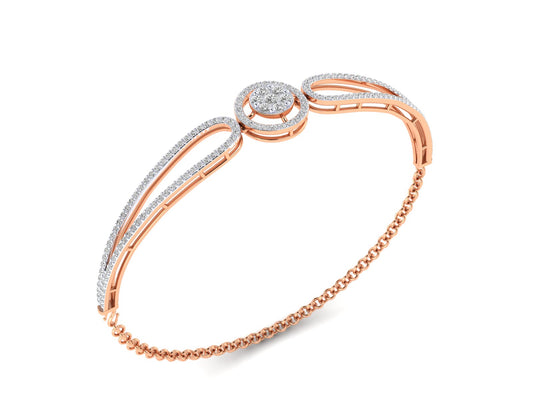 Signature Circular Motif Rose Gold Bracelet - 1.35 Ct Round Cut Diamonds