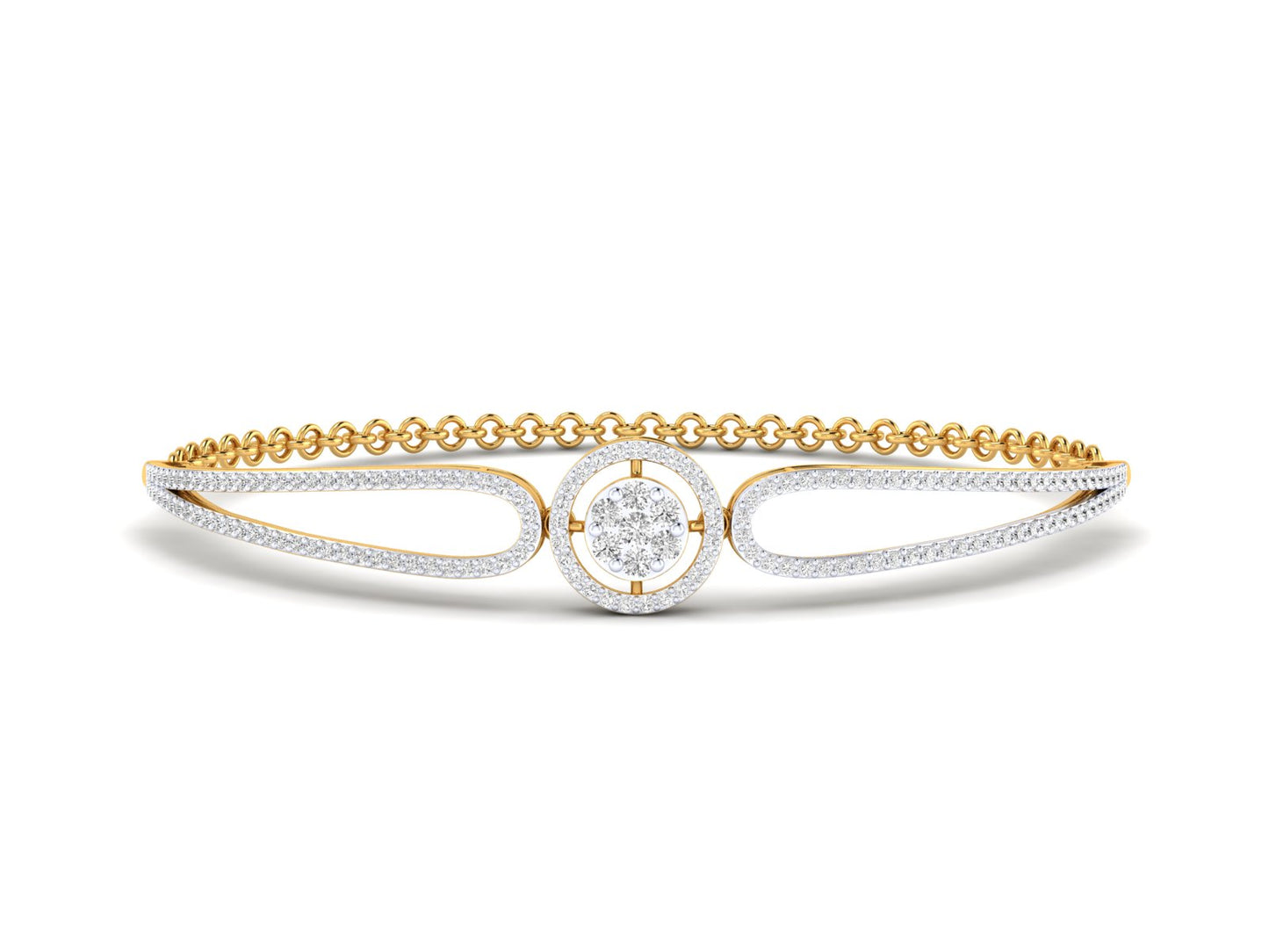 Signature Circular Motif Rose Gold Bracelet - 1.35 Ct Round Cut Diamonds