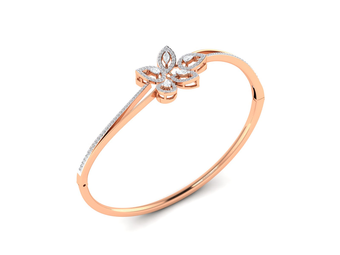 Petals of Light – 0.72 Ct Diamond Flower In Polished Gold Bracelet