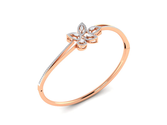 Petals of Light – 0.72 Ct Diamond Flower In Polished Gold Bracelet