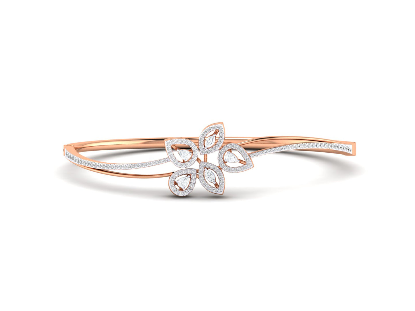 Petals of Light – 0.72 Ct Diamond Flower In Polished Gold Bracelet
