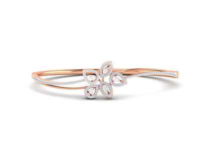 Petals of Light – 0.72 Ct Diamond Flower In Polished Gold Bracelet